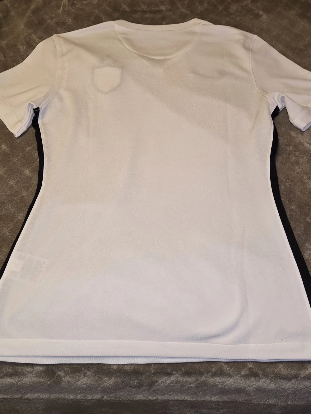 Nike White Soccer Jersey with Black and Blue Details